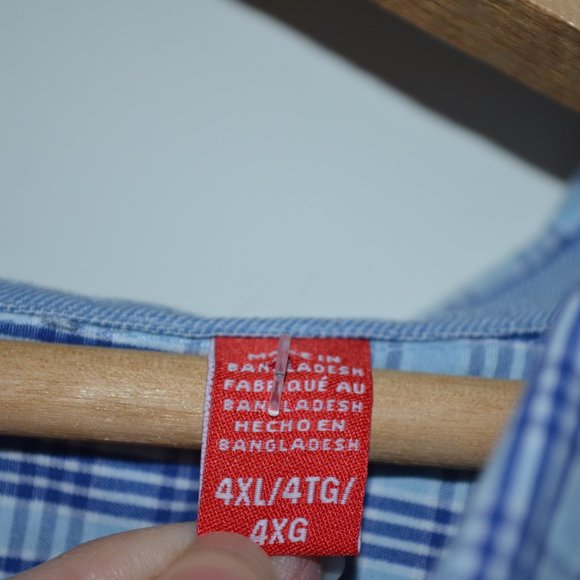 IZOD Men's 4XL Blue Plaid Button Down Shirt - Picture 4 of 5